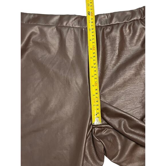 Eloquii Eco Faux Leather Pull On Pant Chocolate Brown Elastic Waist Plus Size 20 - Picture 4 of 8